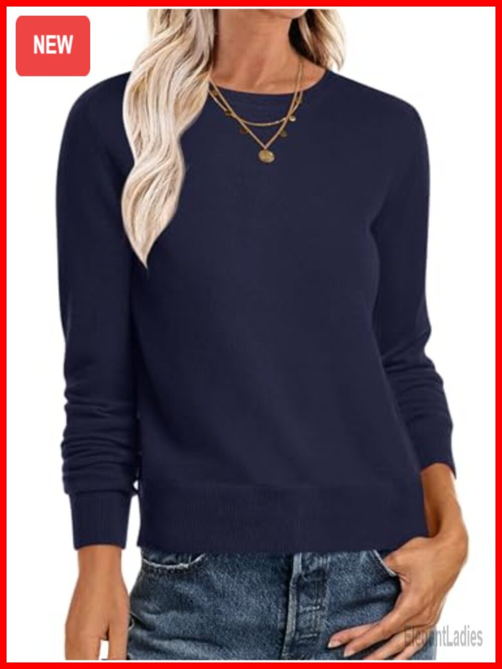 Crewneck Pullover Sweater Long Sleeve Lightweight Fall Layer